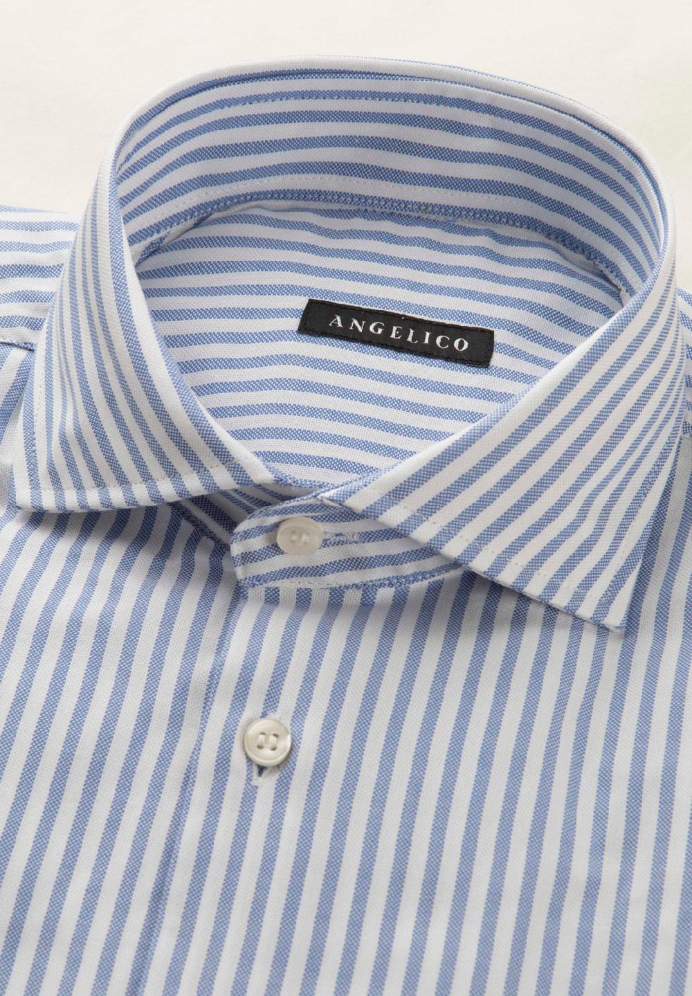 Angelico Camicia azzurro bianco rigata cotone regular fit Negozio