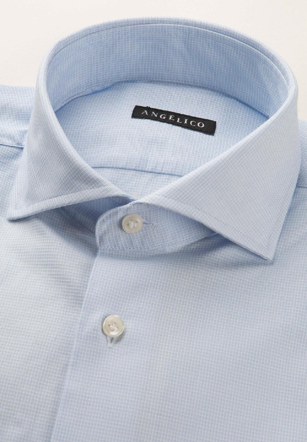 Angelico Camicia bianco azzurra microdisegno cotone slim fit In Saldo