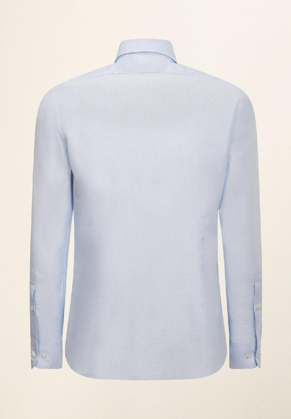 Angelico Camicia bianco azzurra microdisegno cotone slim fit In Saldo