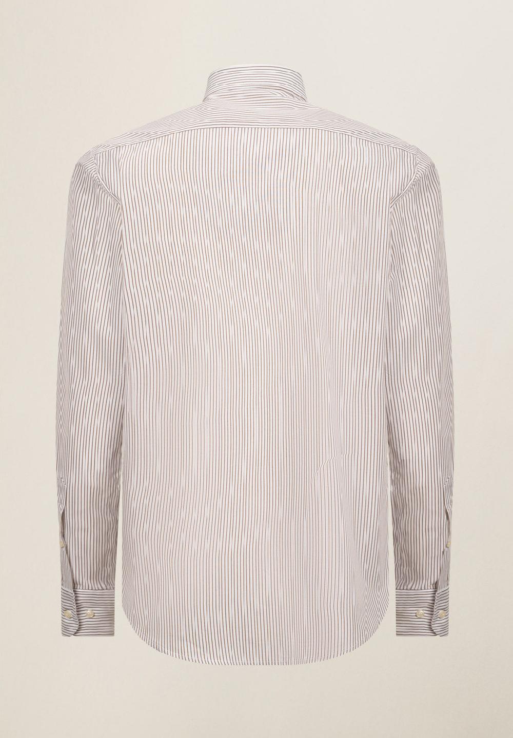 Angelico Camicia bianco marrone rigata cotone regular fit Moda