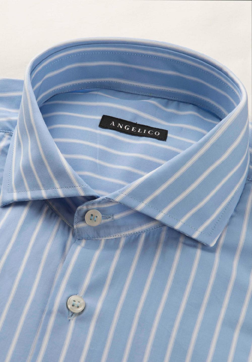 Angelico Camicia azzurro banco rigata cotone regular fit 2025