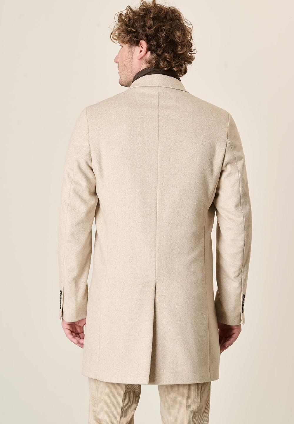 Angelico Cappotto naturale misto cashmere resca pettorina staccabile Sconti questo mese