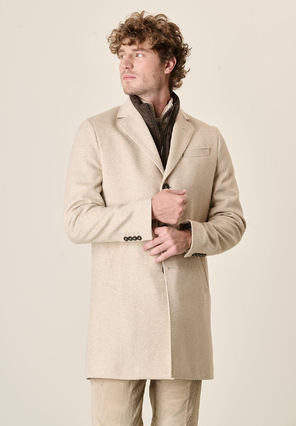 Angelico Cappotto naturale misto cashmere resca pettorina staccabile Sconti questo mese