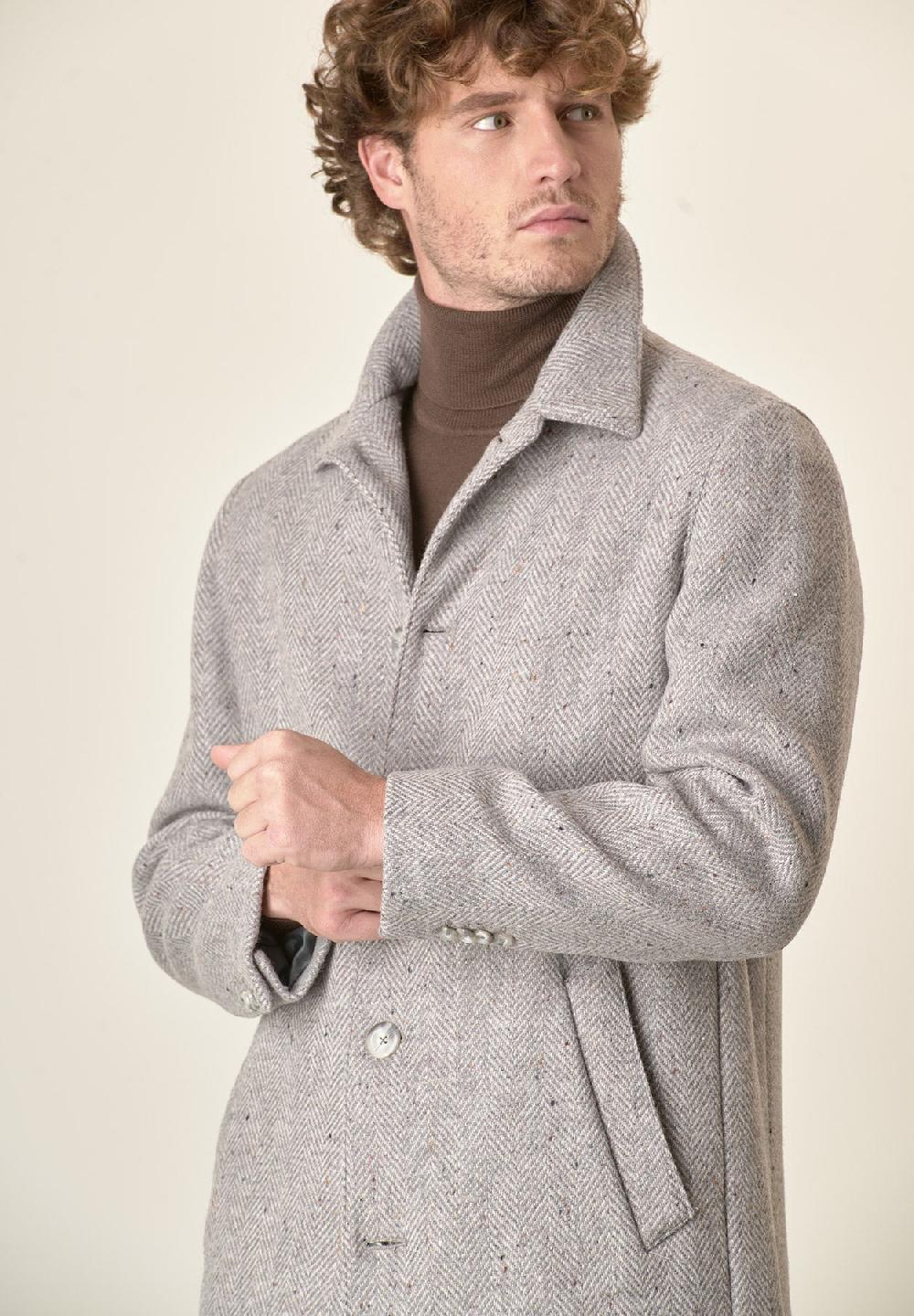 Angelico Cappotto grigio chiaro misto lana vergine resca oversize Qualità
