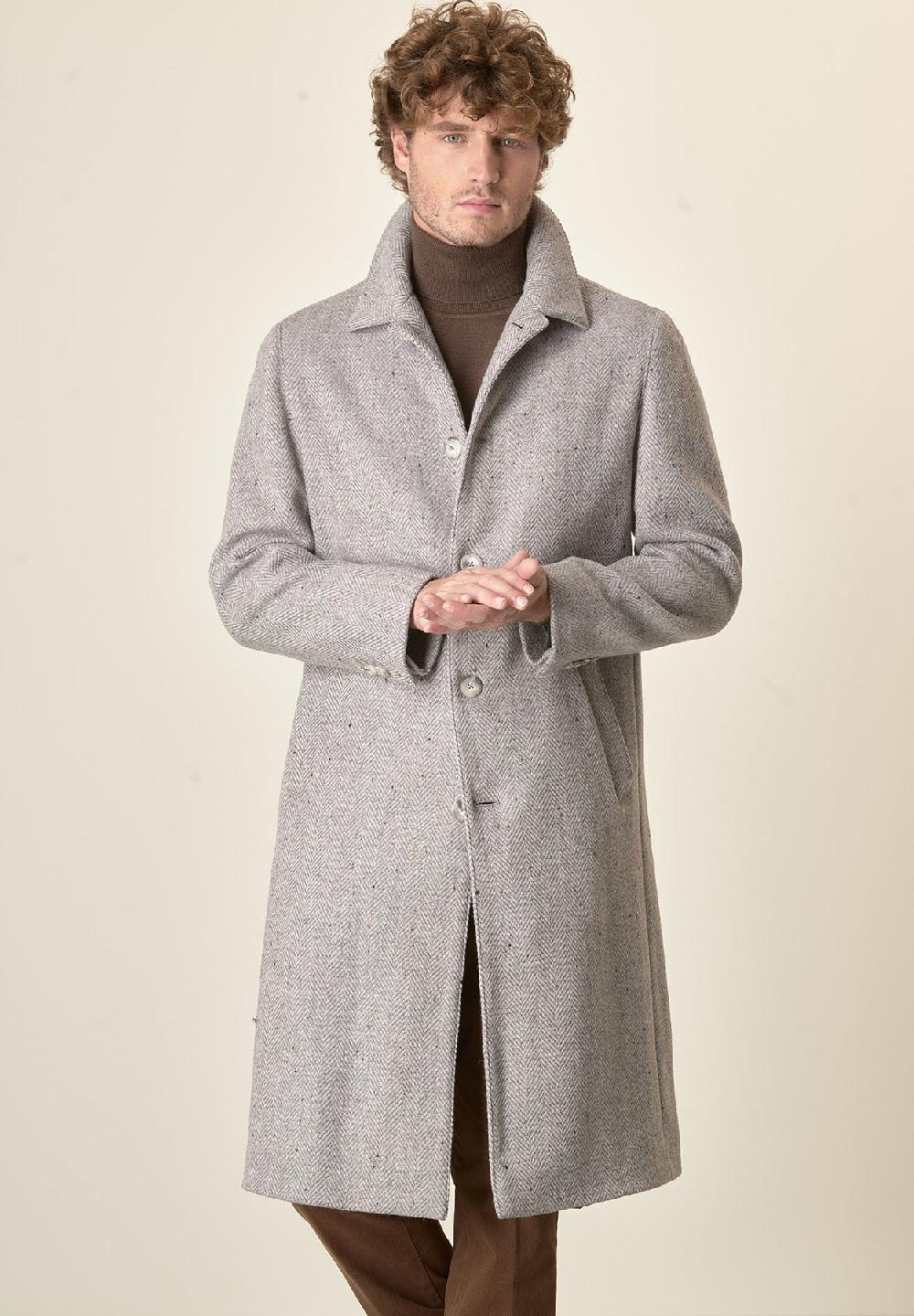 Angelico Cappotto grigio chiaro misto lana vergine resca oversize Qualità