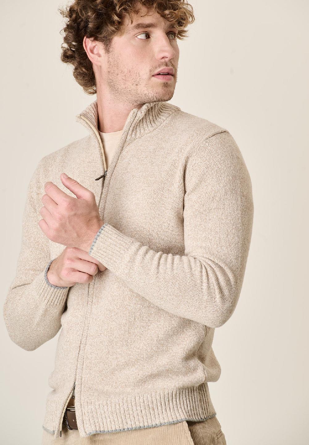 Angelico Giacca beige zip misto lana moulinè Acquista Ora