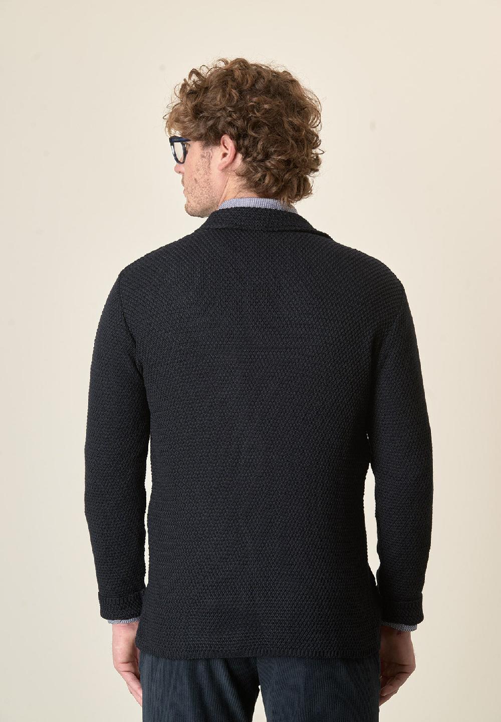 Angelico Giacca maglia blu misto lana grana di riso Fino Al -60%