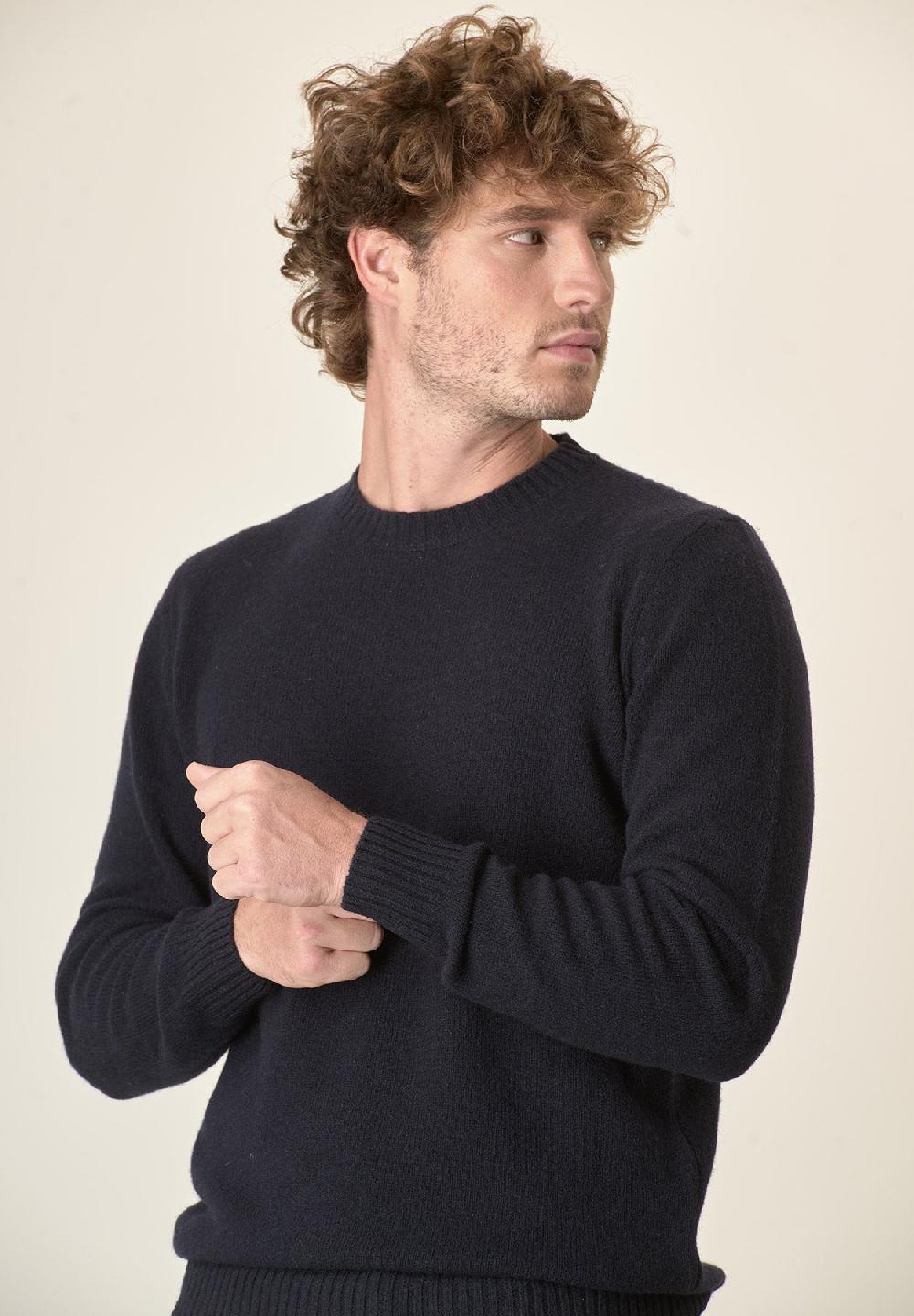 Angelico Girocollo blu puro cashmere Prezzo Ridotto