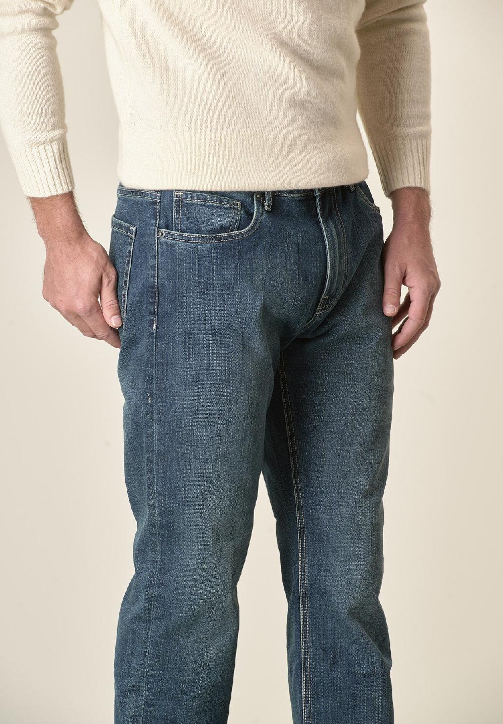 Angelico Jeans scuro 5 Tasche cotone stretch regular fit Sconto