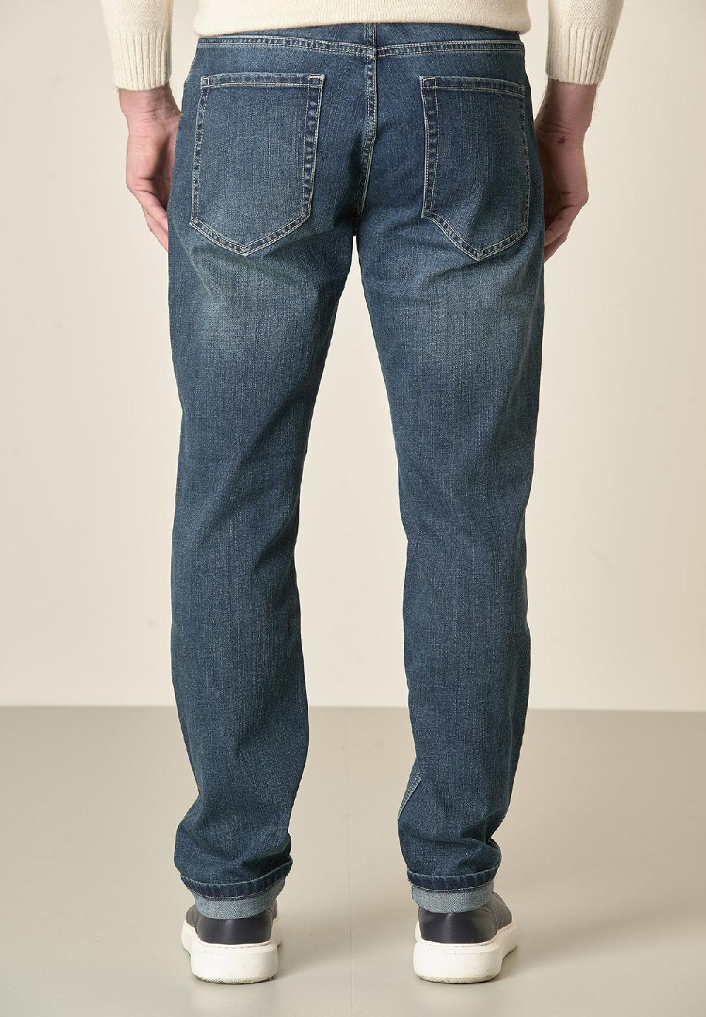 Angelico Jeans scuro 5 Tasche cotone stretch regular fit Sconto