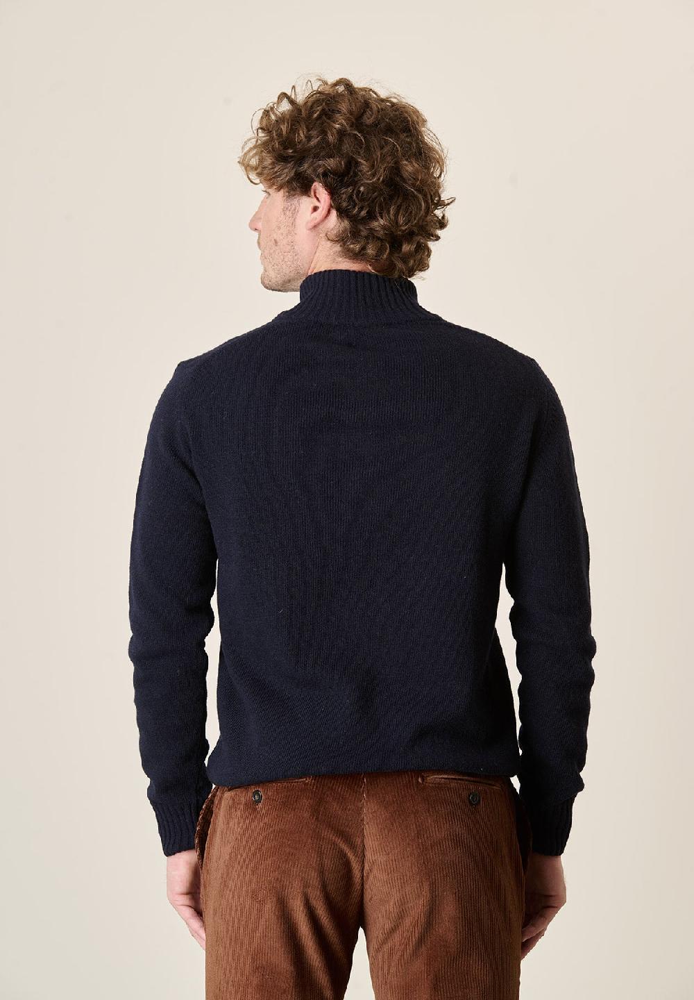 Angelico Lupetto zip blu navy misto lana Online