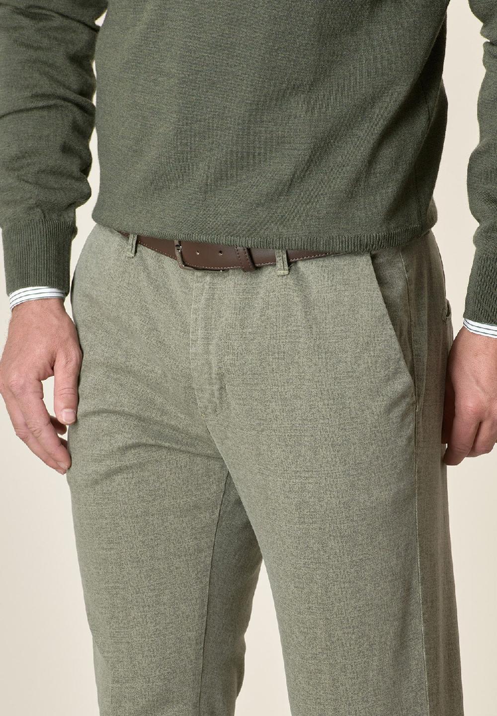 Angelico Pantalone verde salvia effetto lana cotone stretch slim fit Vendita Calda
