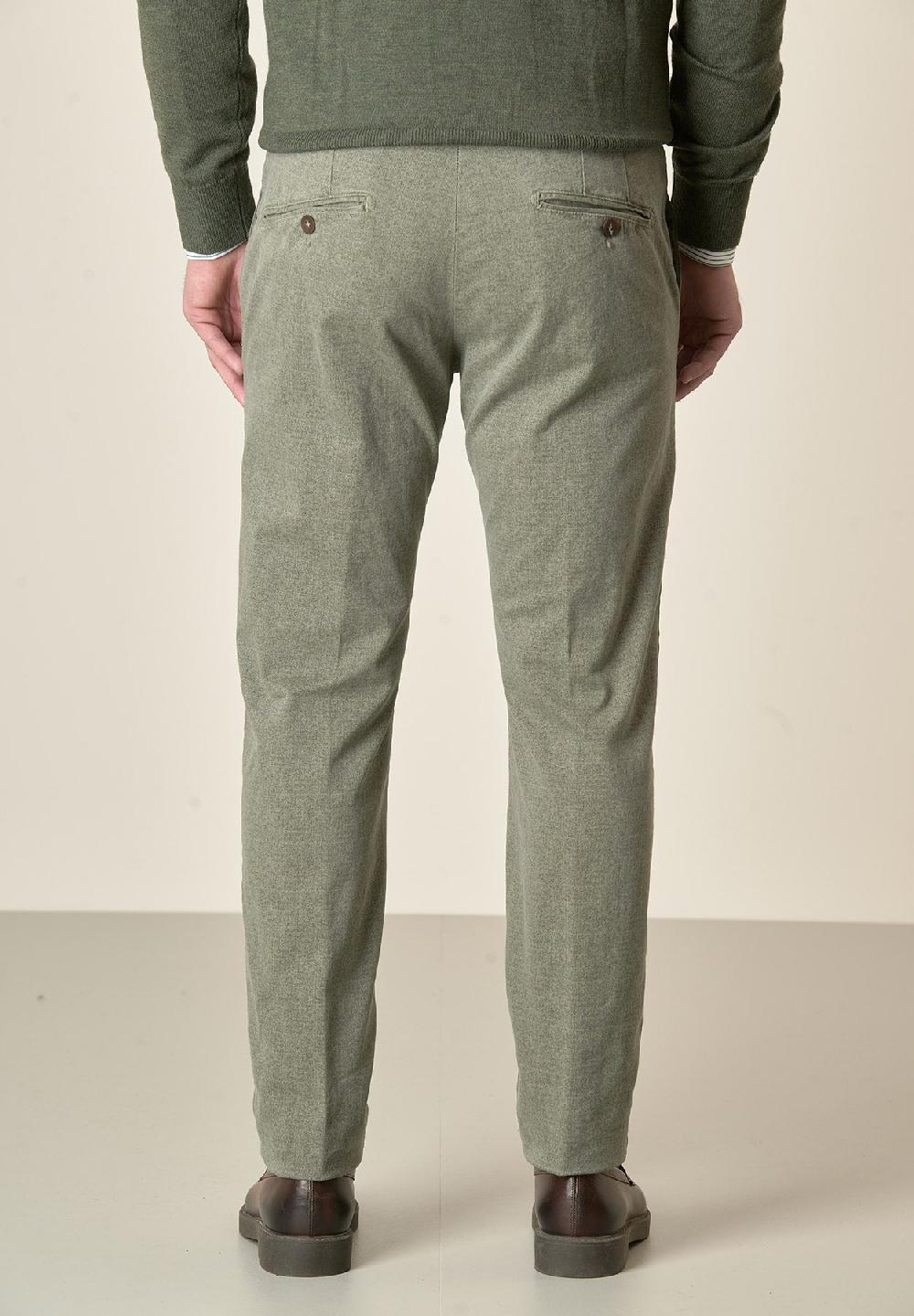 Angelico Pantalone verde salvia effetto lana cotone stretch slim fit Vendita Calda