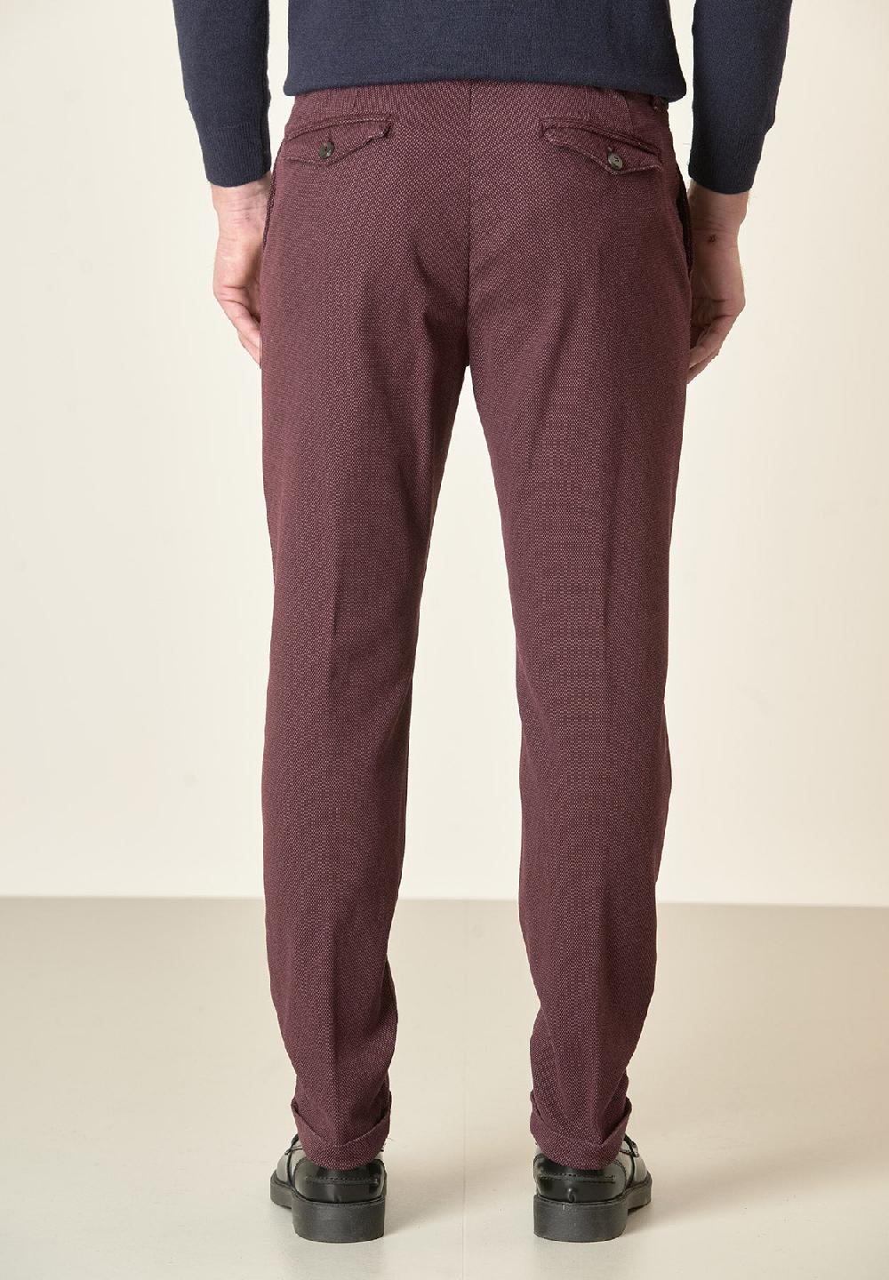 Angelico Pantalone vinaccia microdisegno doppia pinces slim fit Vendita Economica