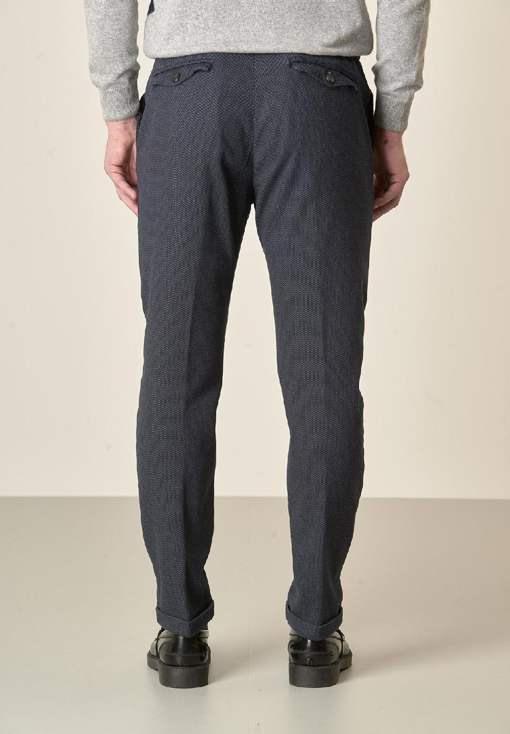 Angelico Pantalone blu microdisegno doppia pinces slim fit Offerte