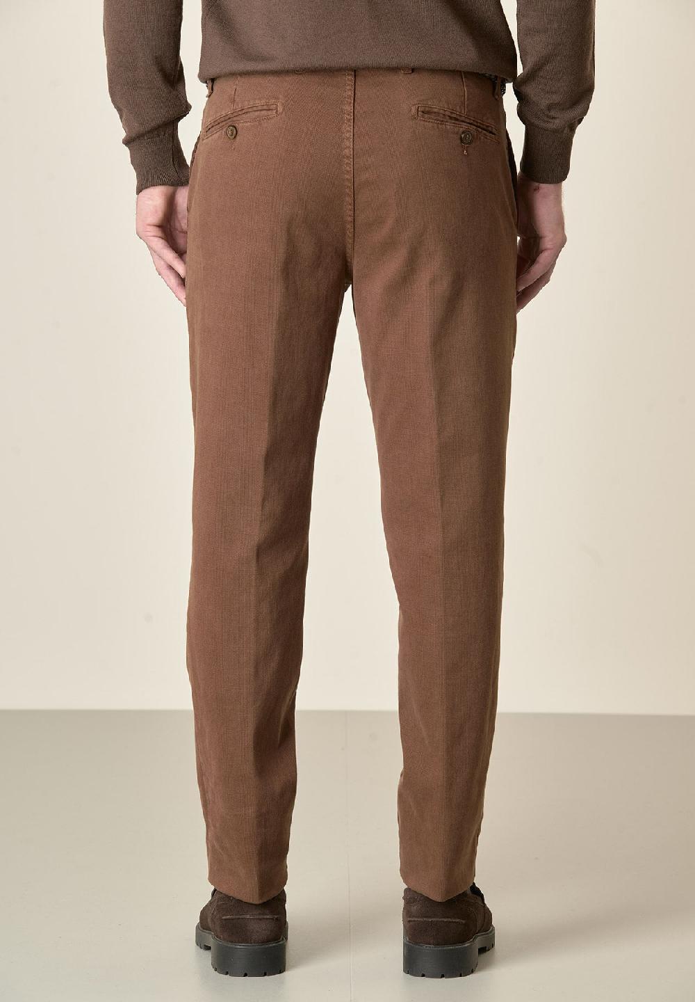 Angelico Pantalone marrone Galles cotone stretch regular fit Vendite Flash