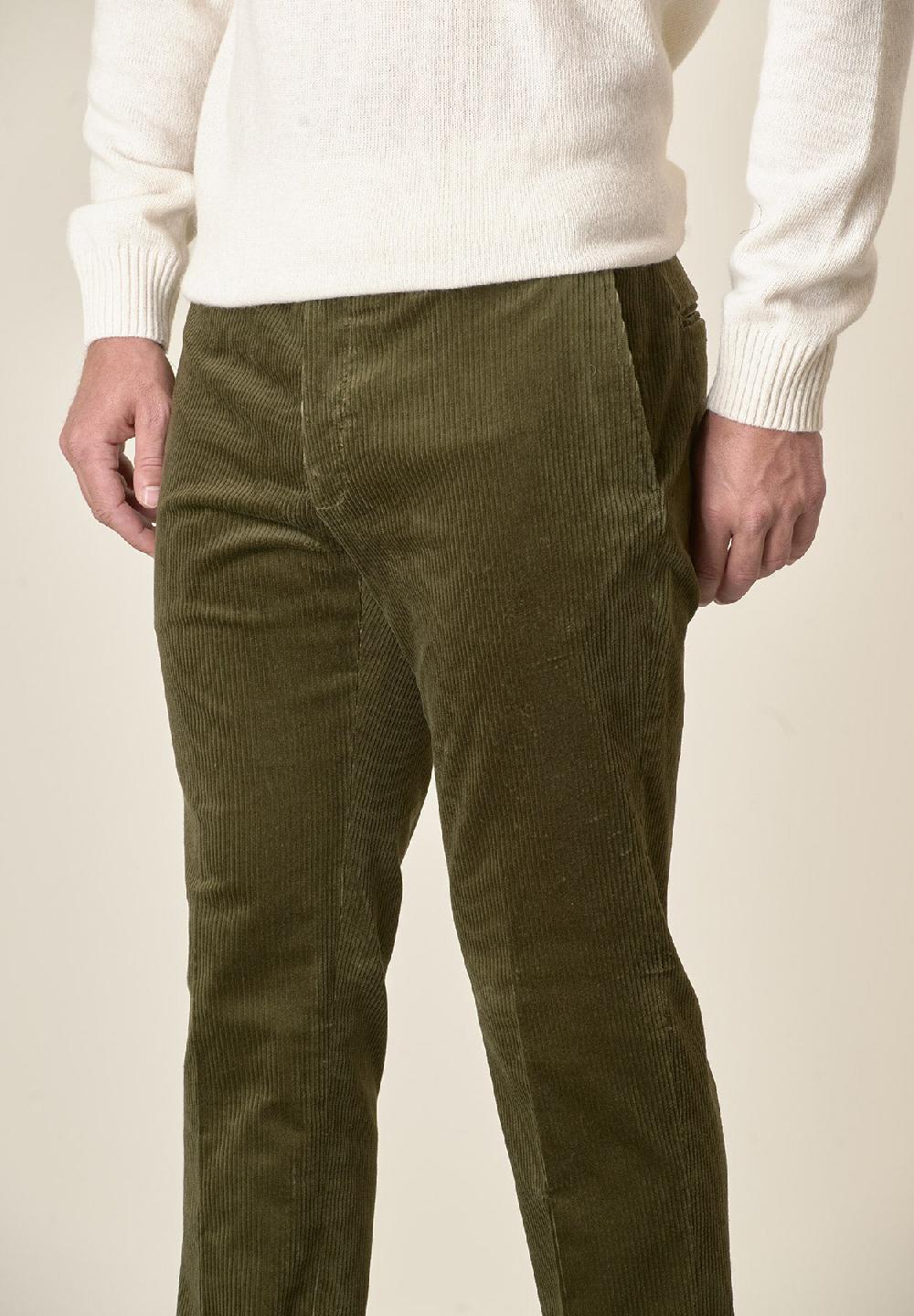 Angelico Pantalone verde velluto coste larghe custom fit In Saldo