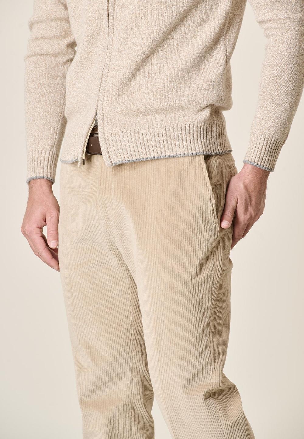 Angelico Pantalone beige velluto coste larghe custom fit Moda