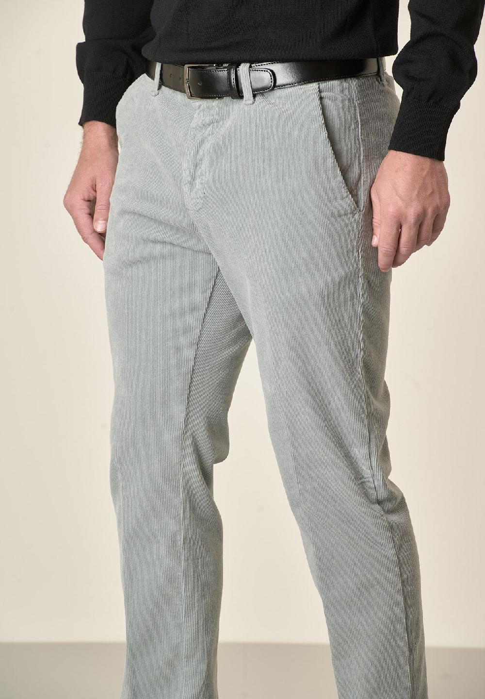 Angelico Pantalone grigio perla velluto cotone stretch slim fit 2025