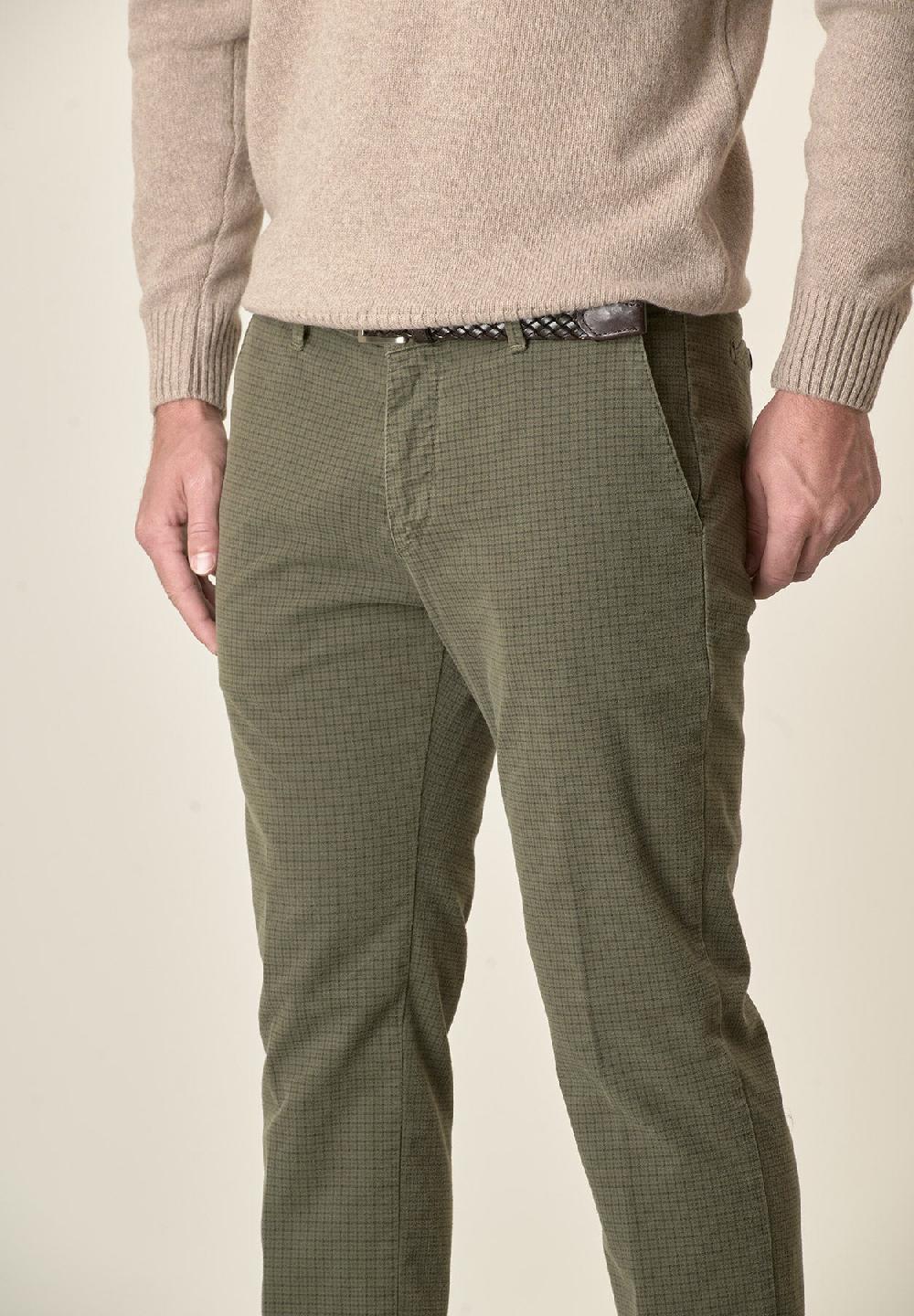 Angelico Pantalone verde fustagno Pied de Poule slim fit Italy
