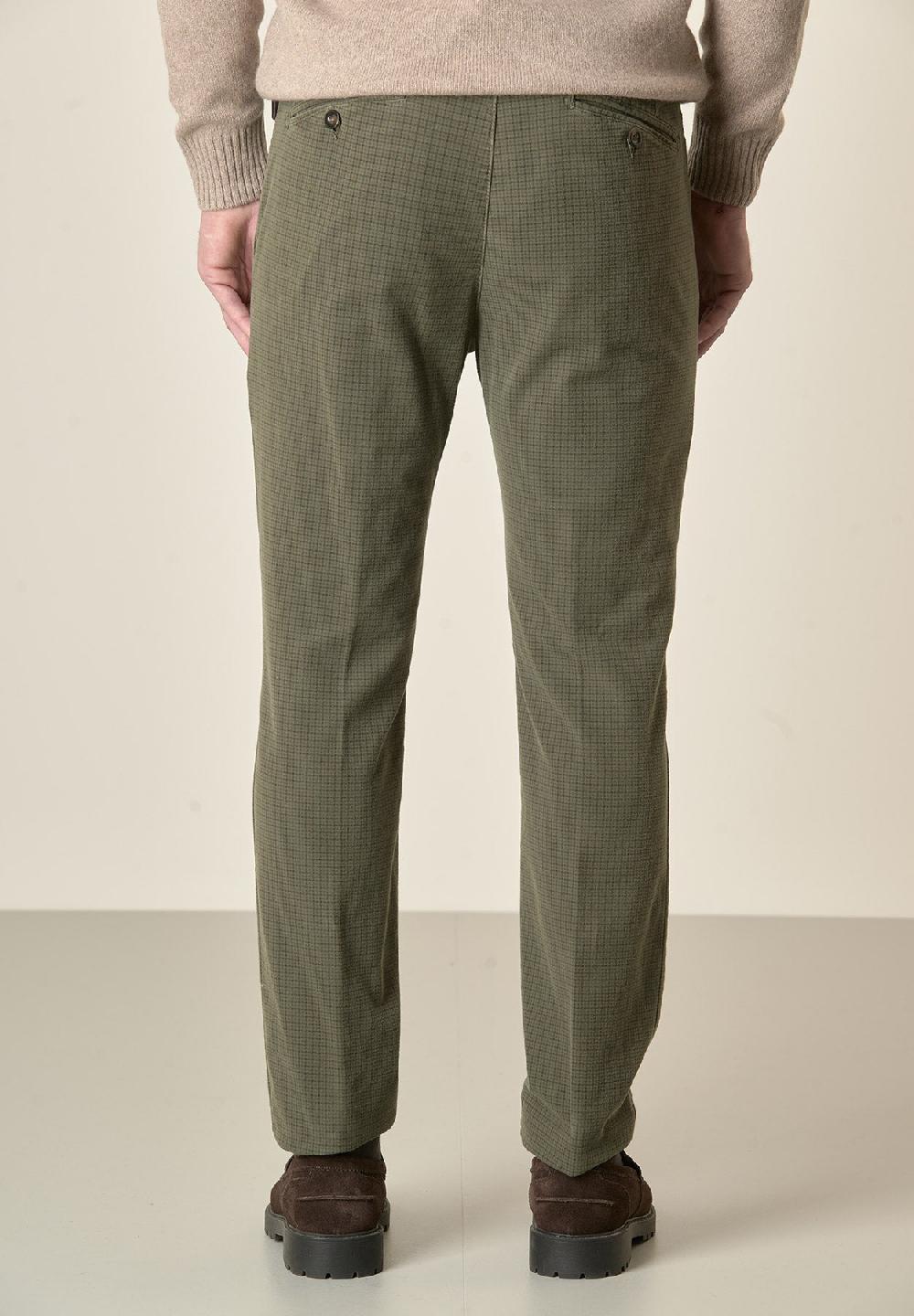 Angelico Pantalone verde fustagno Pied de Poule slim fit Italy