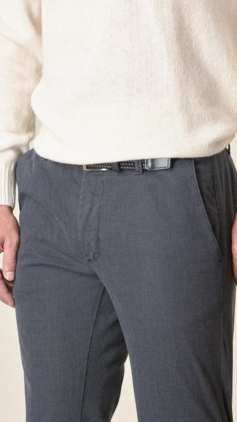Angelico Pantalone blu armatura cotone stretch slim fit Italia