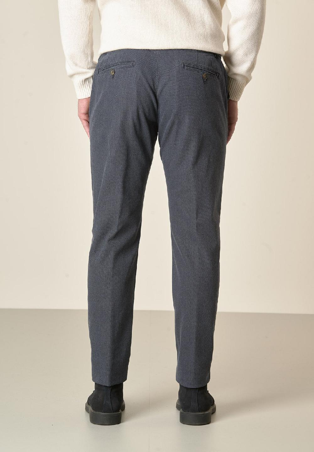 Angelico Pantalone blu armatura cotone stretch slim fit Italia