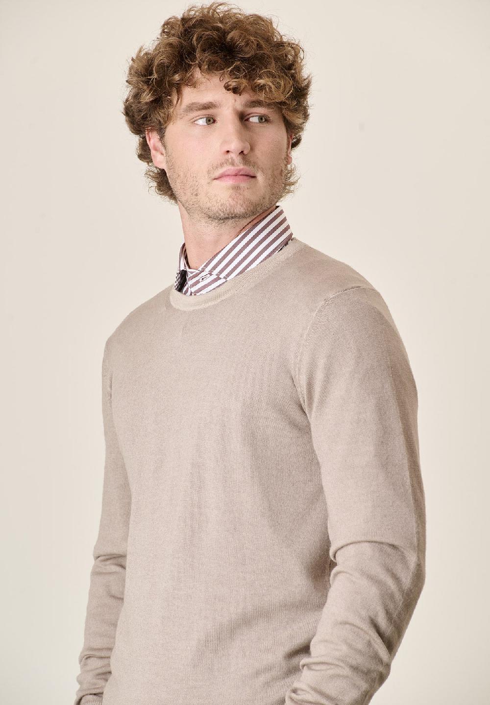 Angelico Girocollo beige lana acidata Consegna Veloce