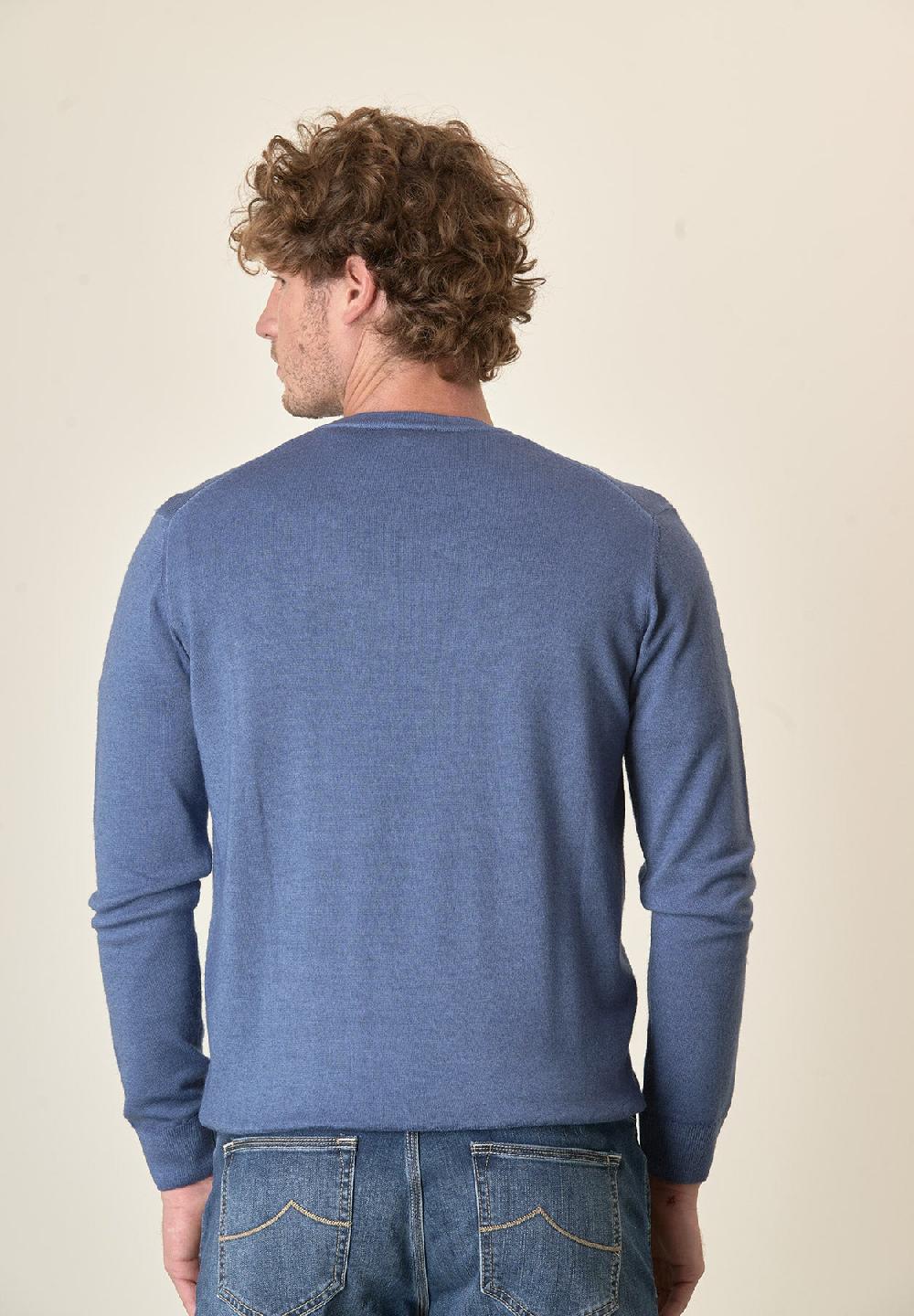 Angelico Girocollo denim lana acidata Fino Al -60%