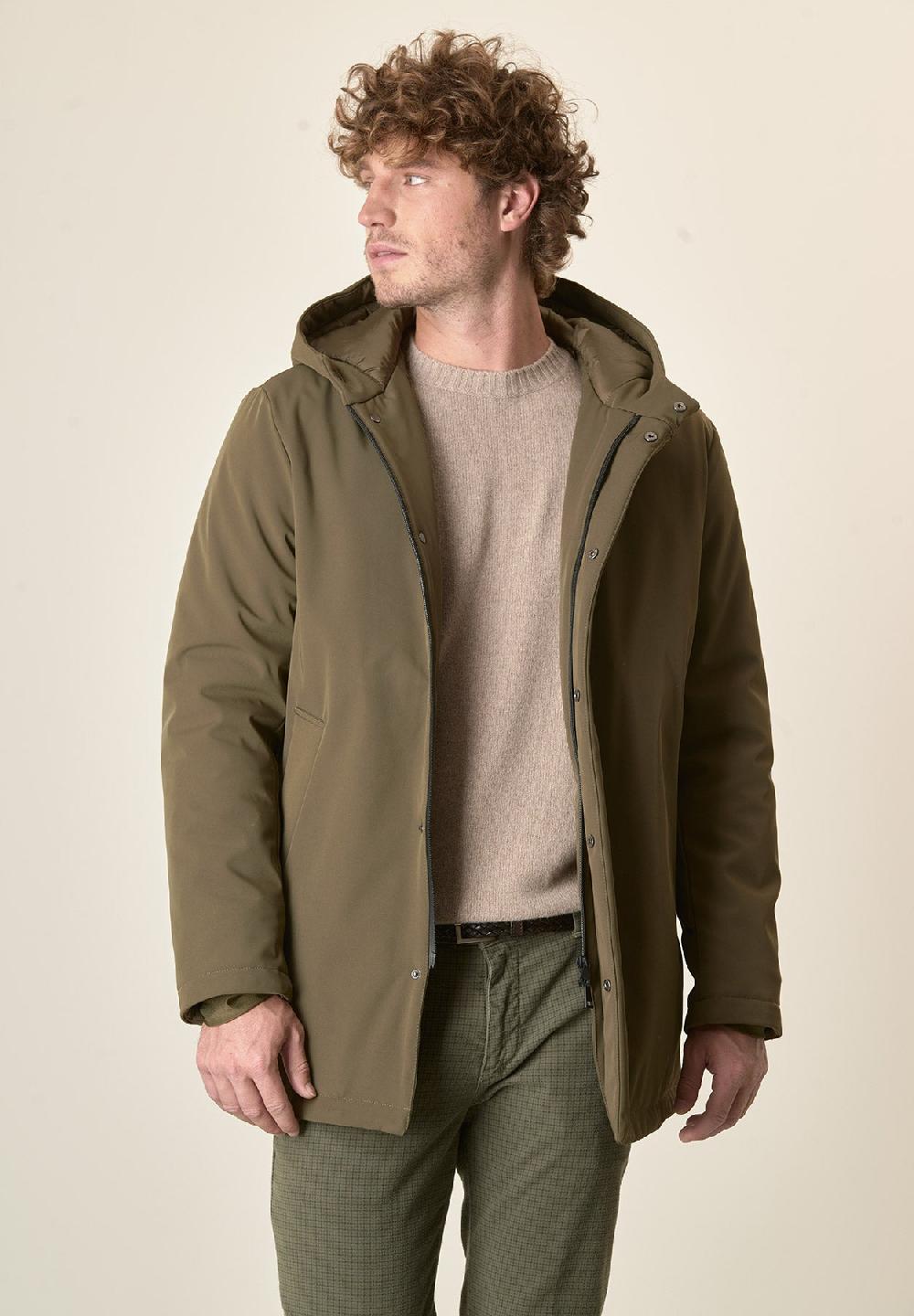 Angelico Giaccone verde militare cappuccio e pettorina staccabili Offerta Anniversario
