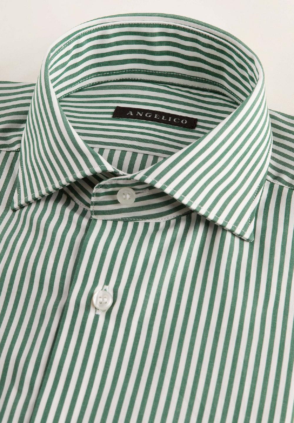 Angelico Camicia verde bacchettina cotone slim fit Sconto