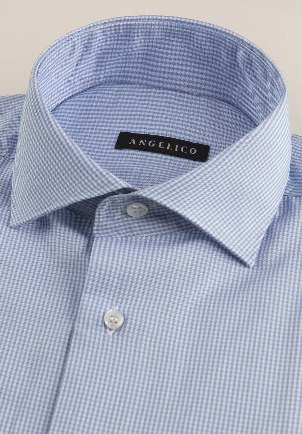 Angelico Camicia azzurra bianca vichy cotone comfort fit Offerta