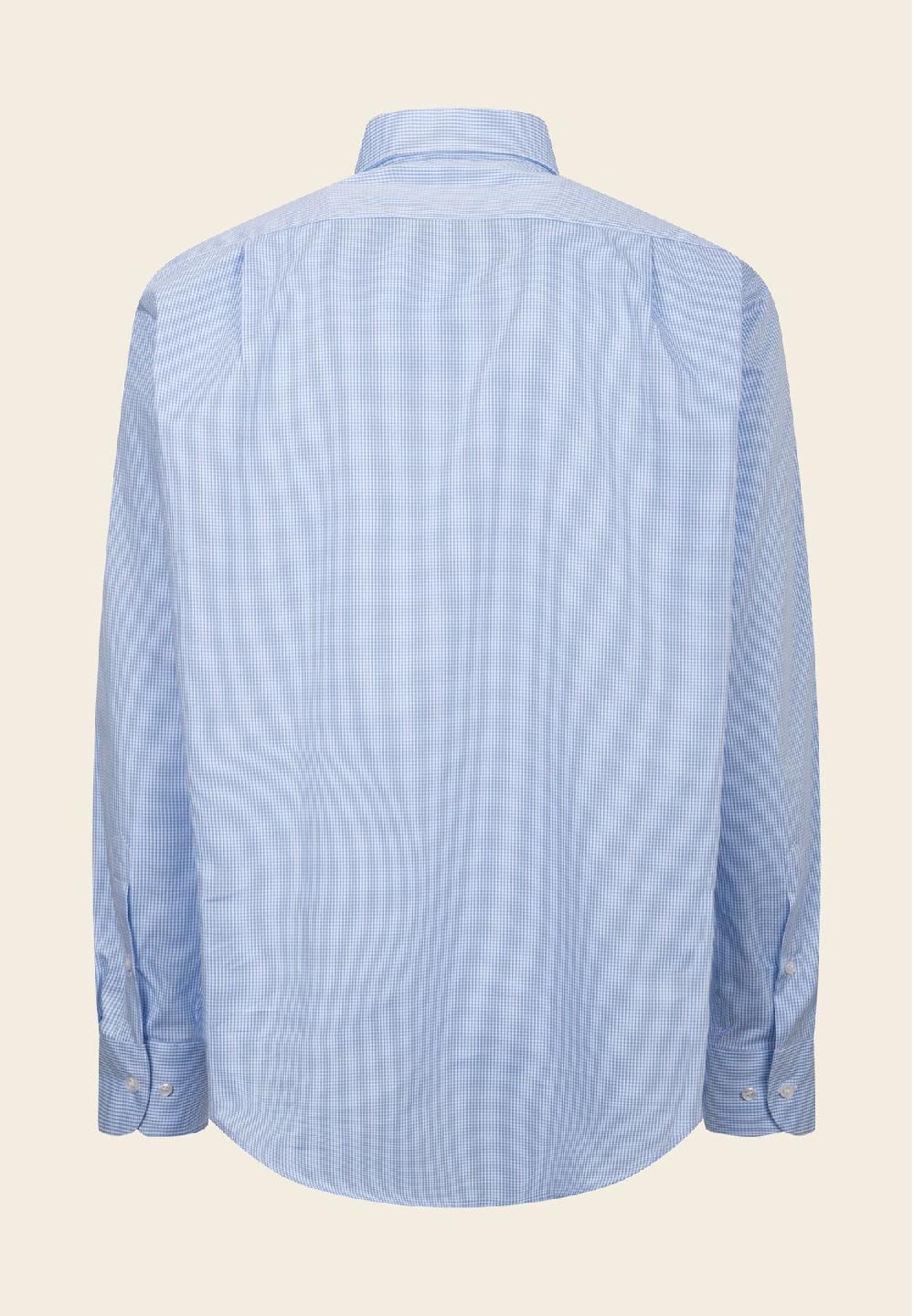 Angelico Camicia azzurra bianca vichy cotone comfort fit Offerta