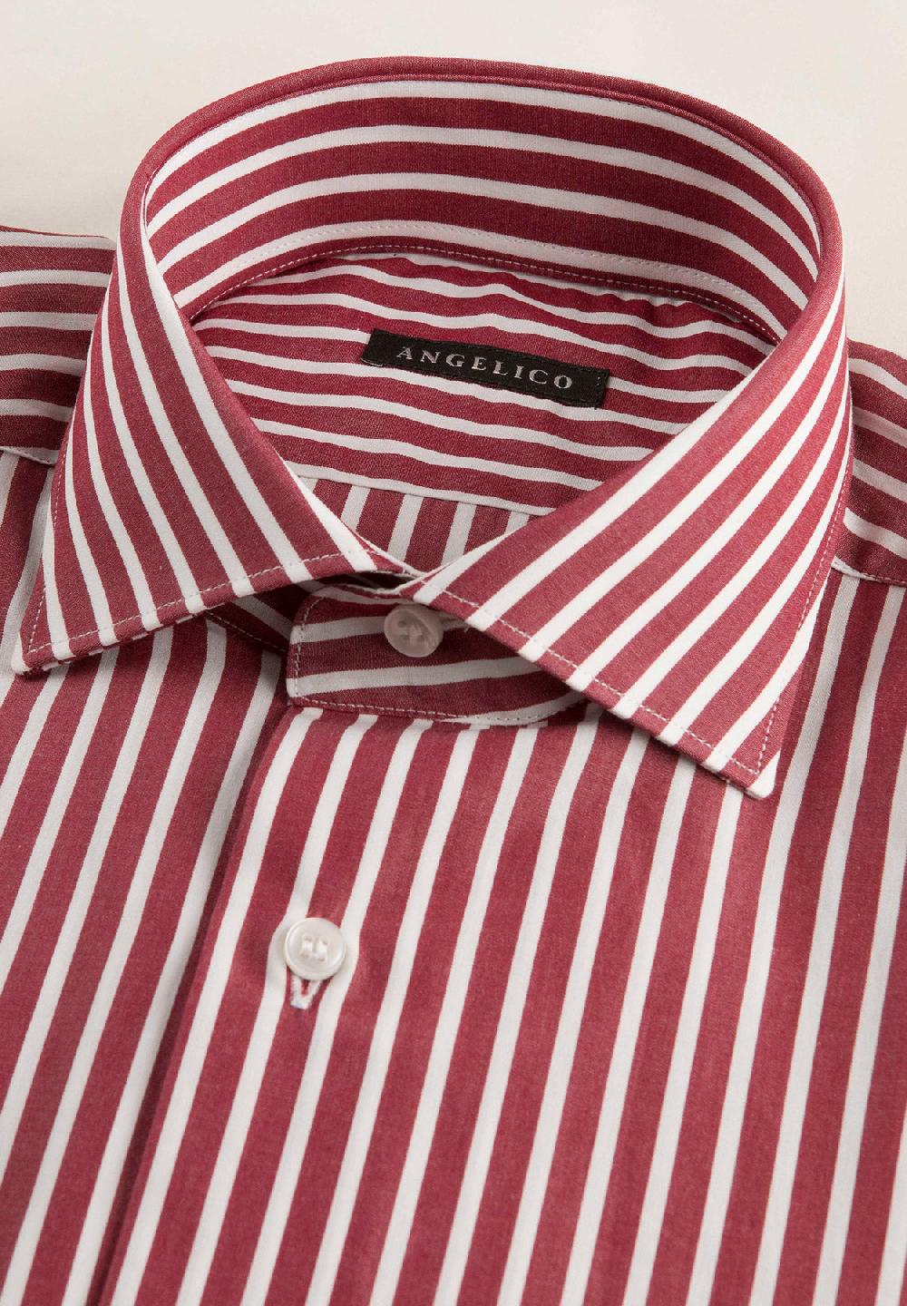 Angelico Camicia rosso bacchettina cotone slim fit Economico