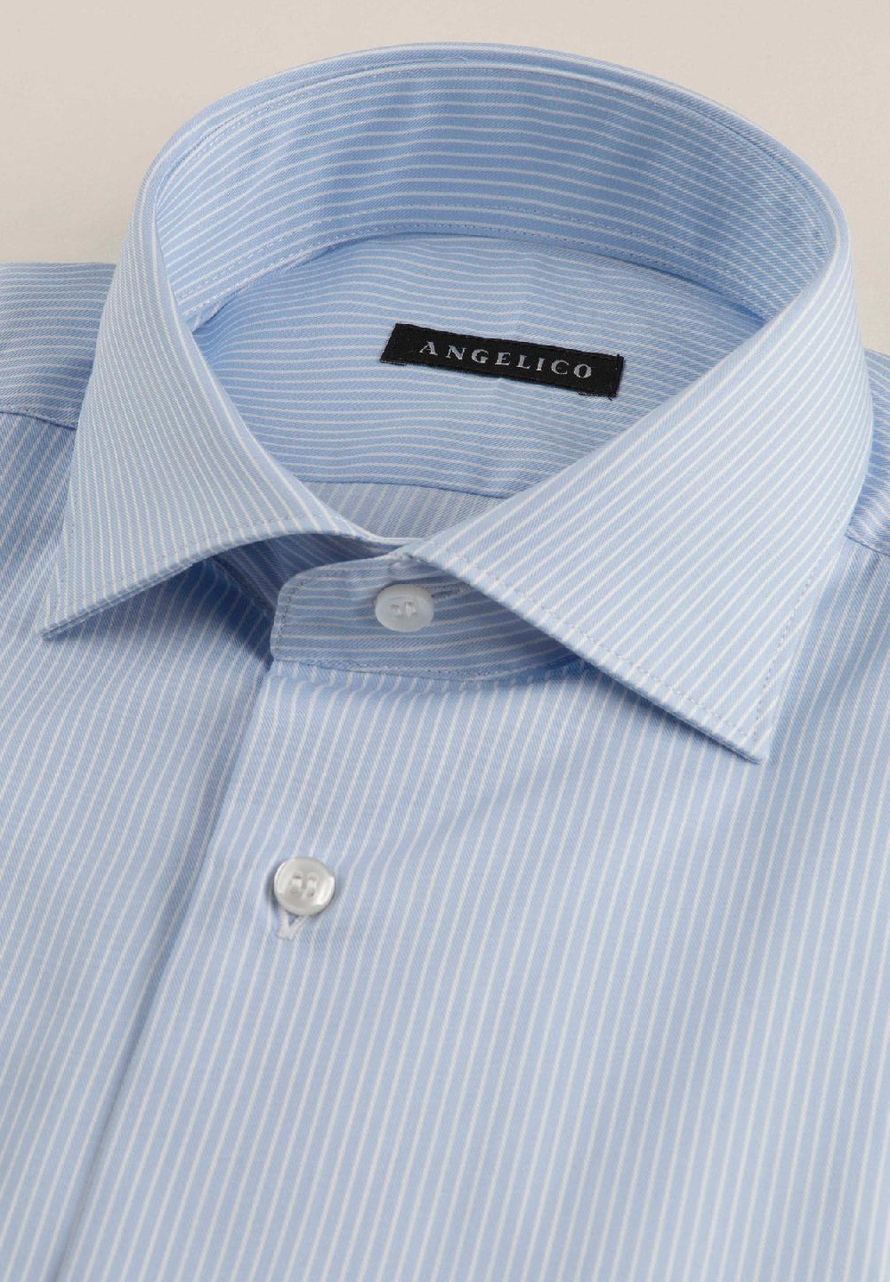 Angelico Camicia azzurra bianca bacchettina cotone comfort fit Outlet