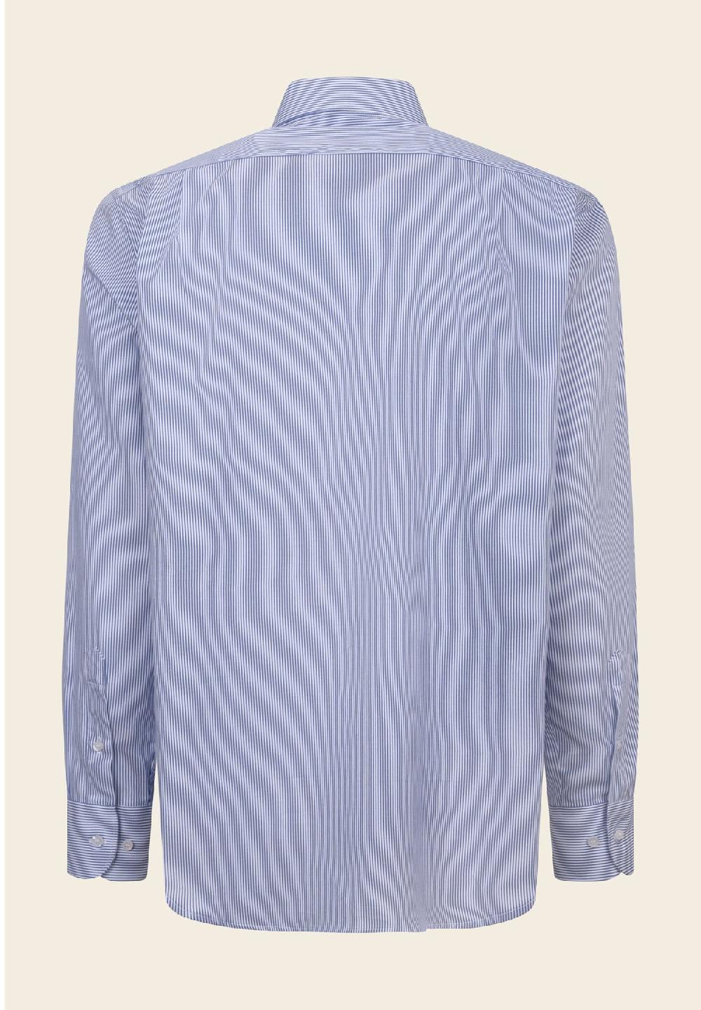 Angelico Camicia blu bianca bacchettina cotone comfort fit In Vendita