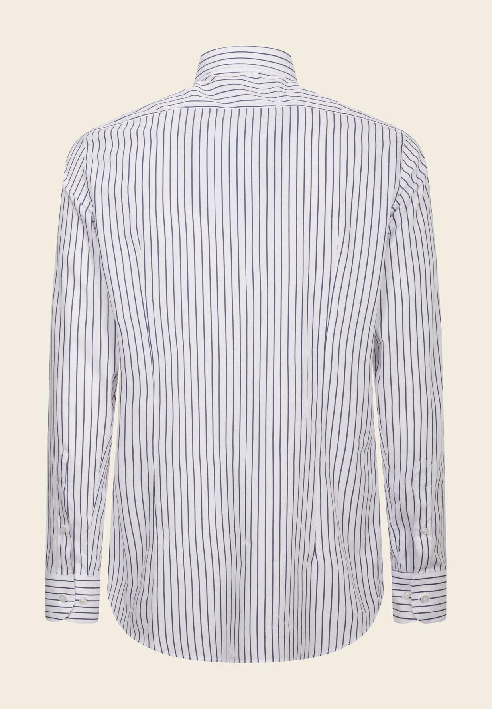Angelico Camicia bianca blu rigata cotone slim fit Saldi