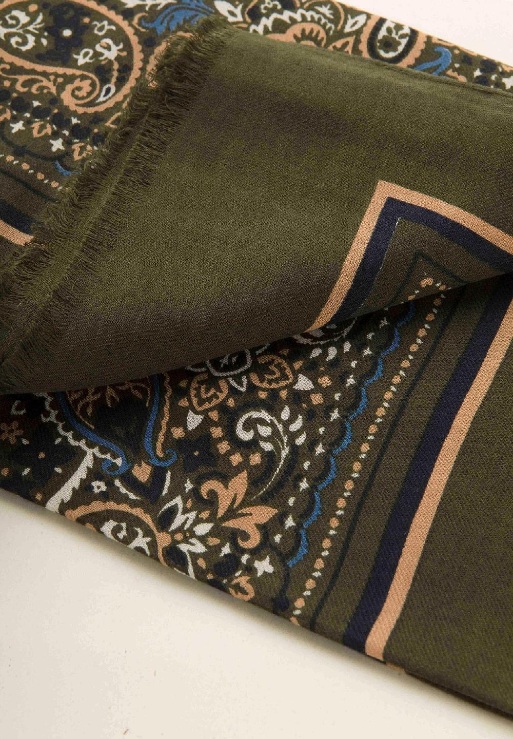Angelico Sciarpa verde militare fantasia cotone lana Grandi sconti