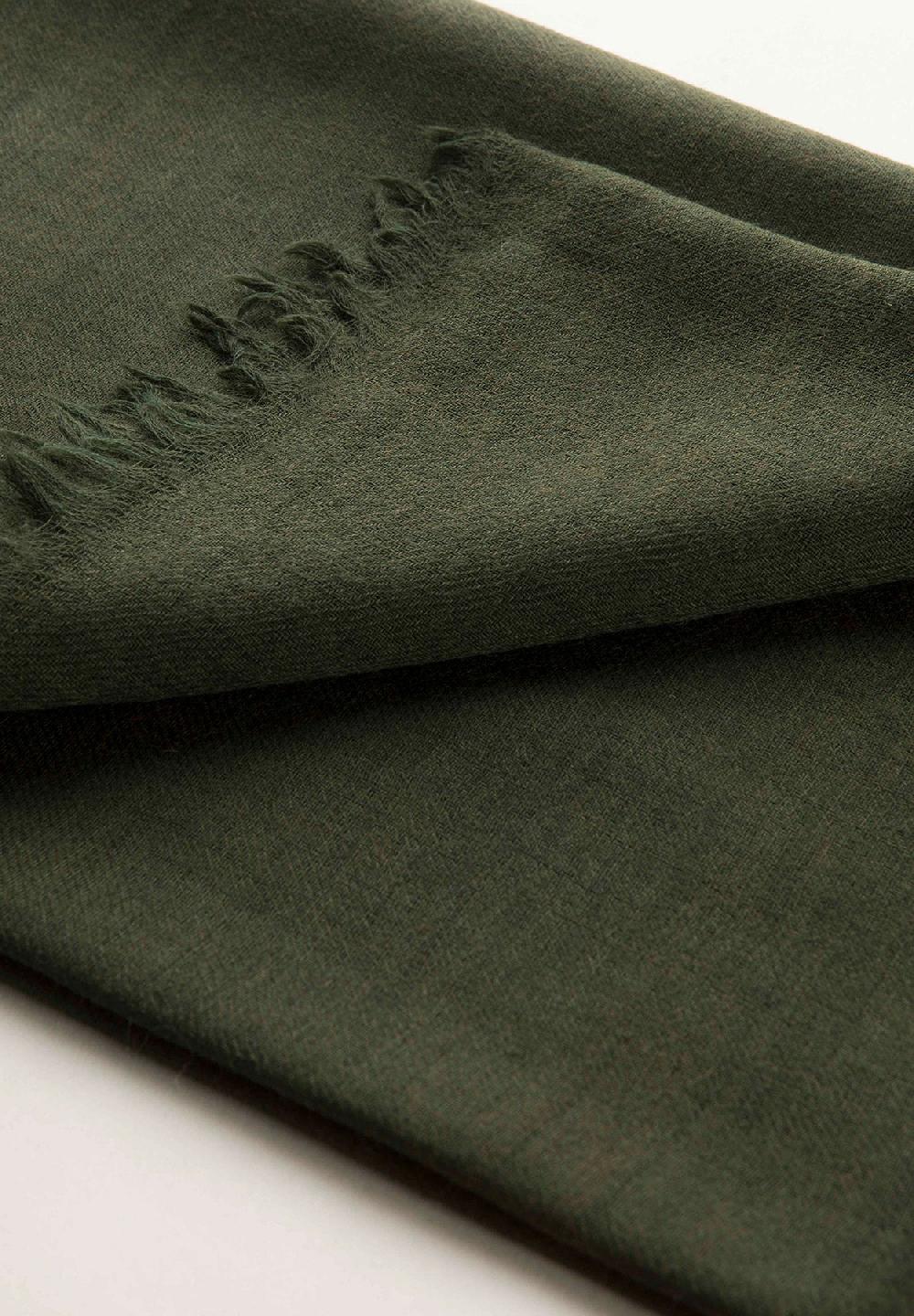 Angelico Sciarpa verde militare lana merinos frange Negozio