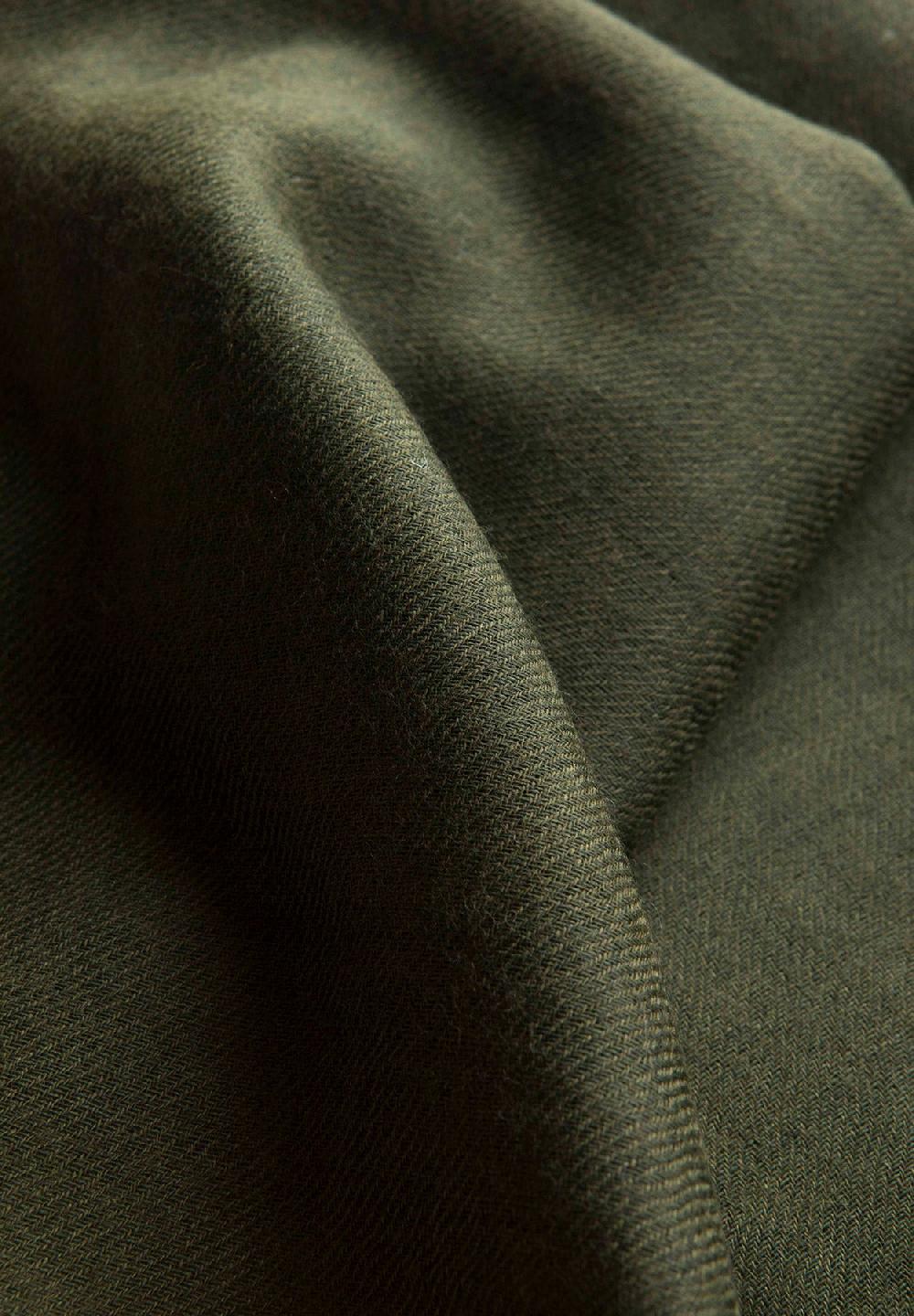 Angelico Sciarpa verde militare lana merinos frange Negozio