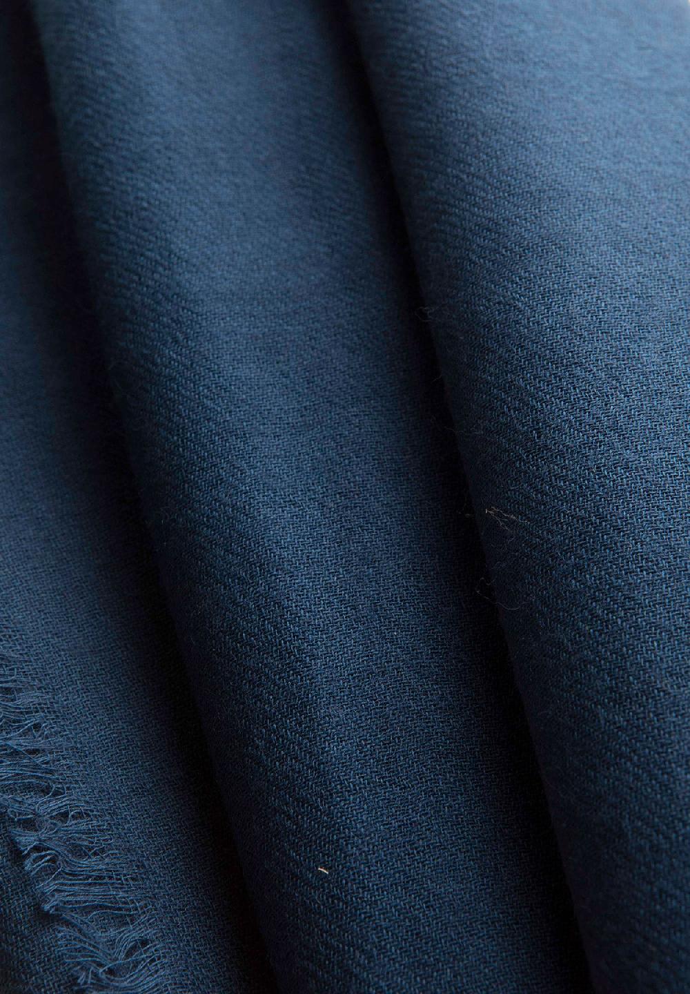 Angelico Sciarpa blu lana merinos frange Nuova