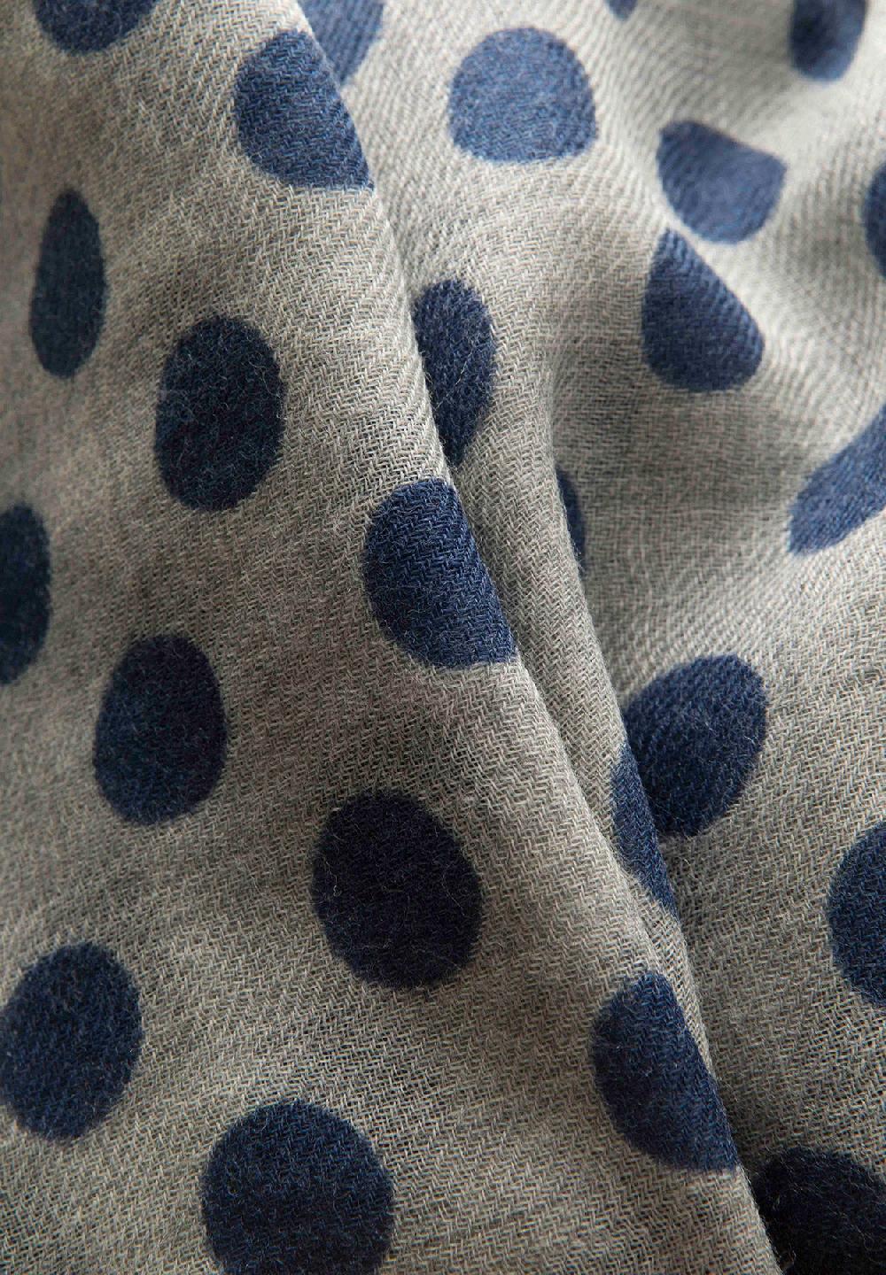 Angelico Sciarpa grigia pois blu misto lana frange Italy