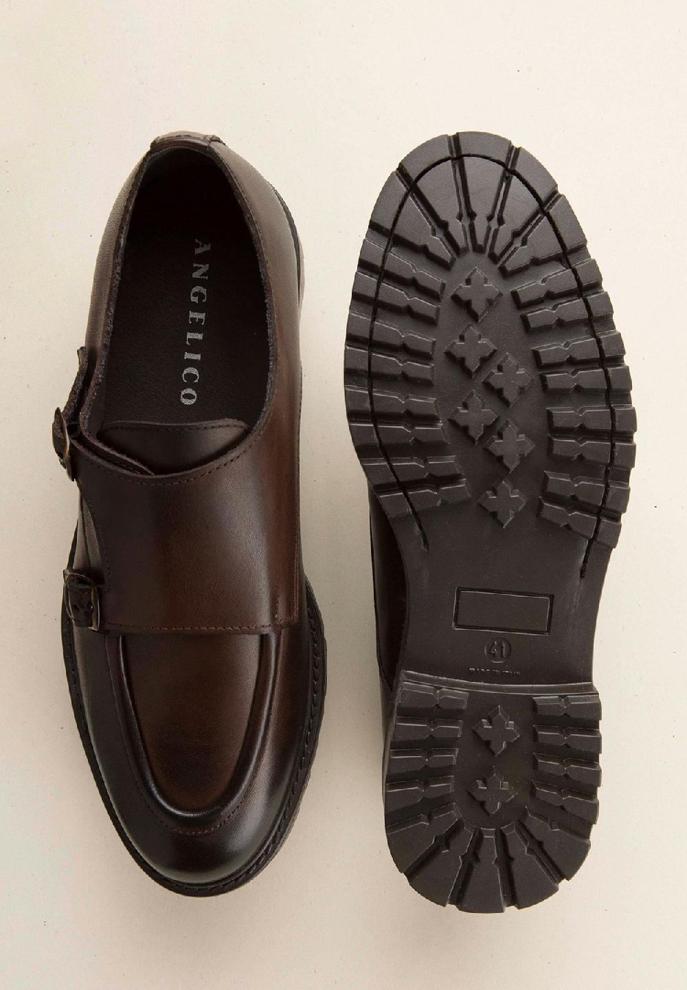 Angelico Monk doppia fibbia moro pelle Online