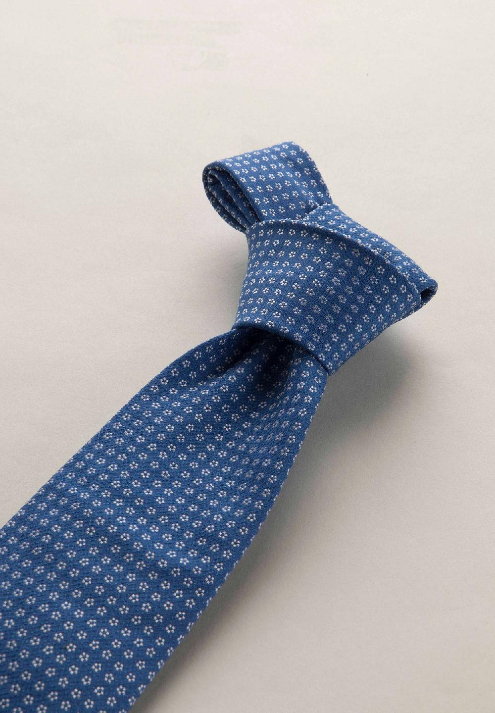Angelico Cravatta bluette microdisegno seta cotone Offerte
