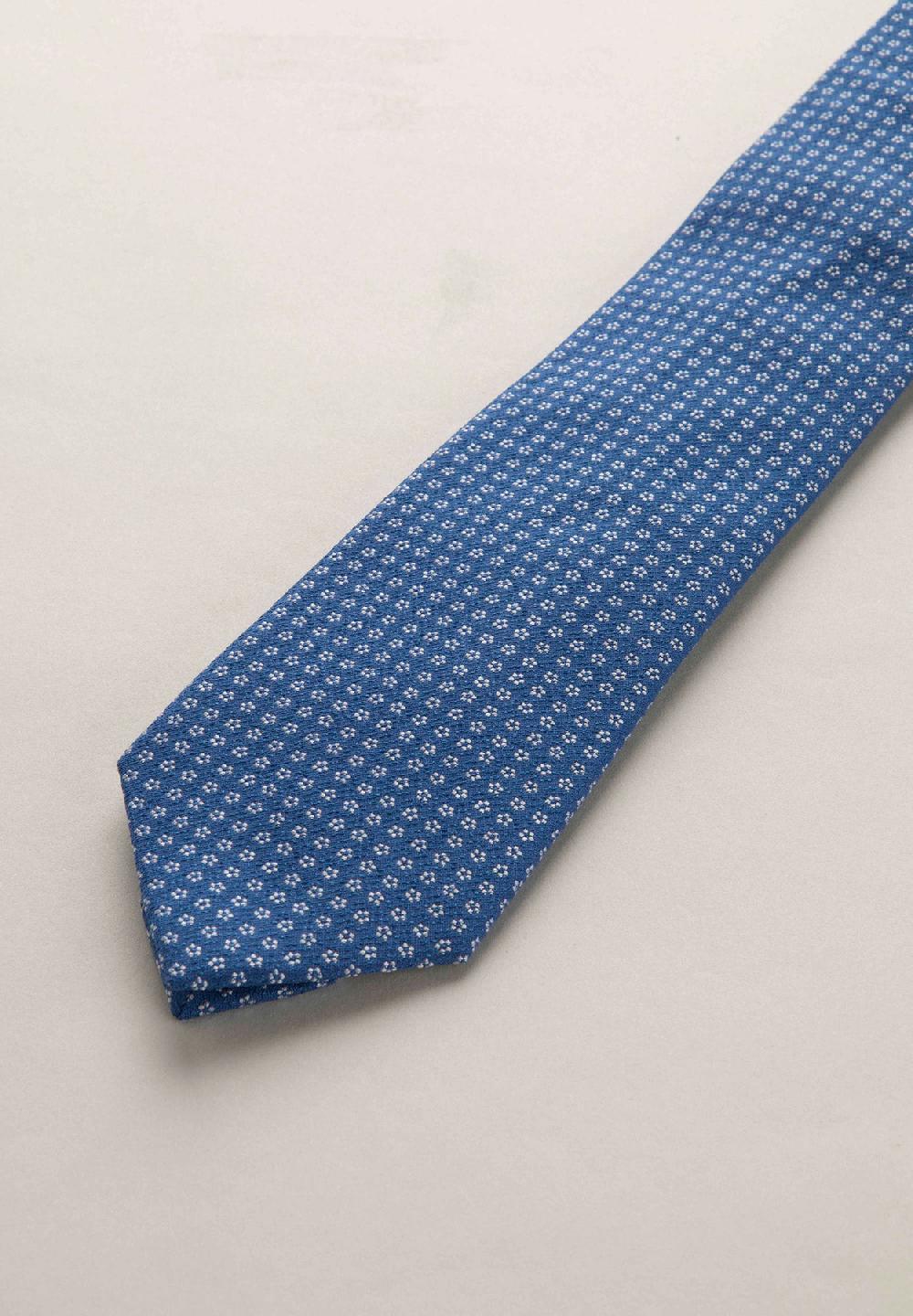 Angelico Cravatta bluette microdisegno seta cotone Offerte