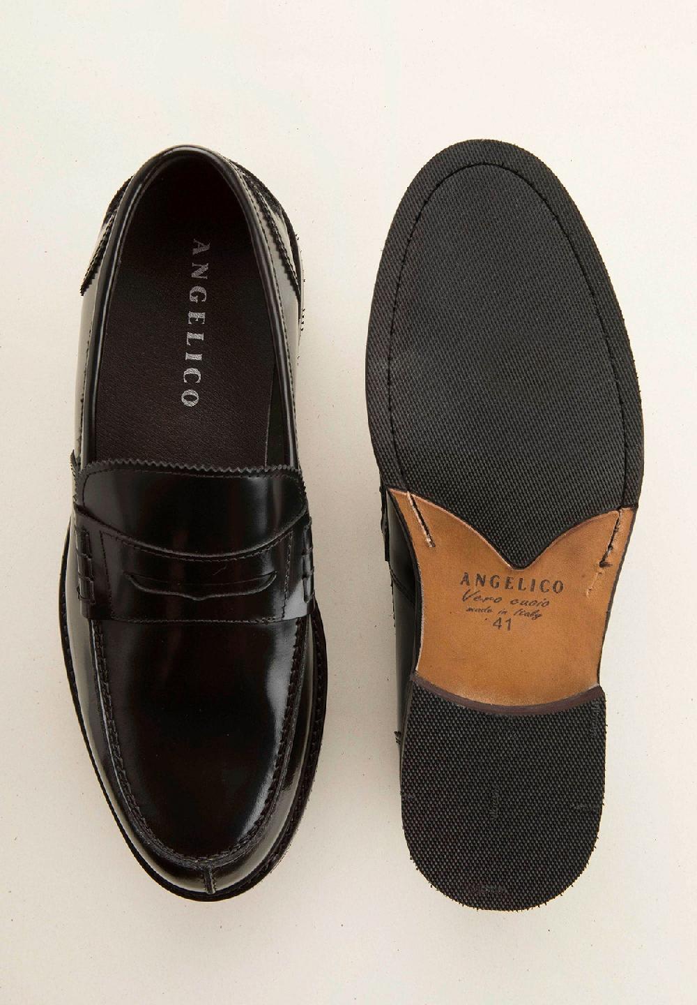 Angelico Mocassino nero pelle abrasivata Hotsell