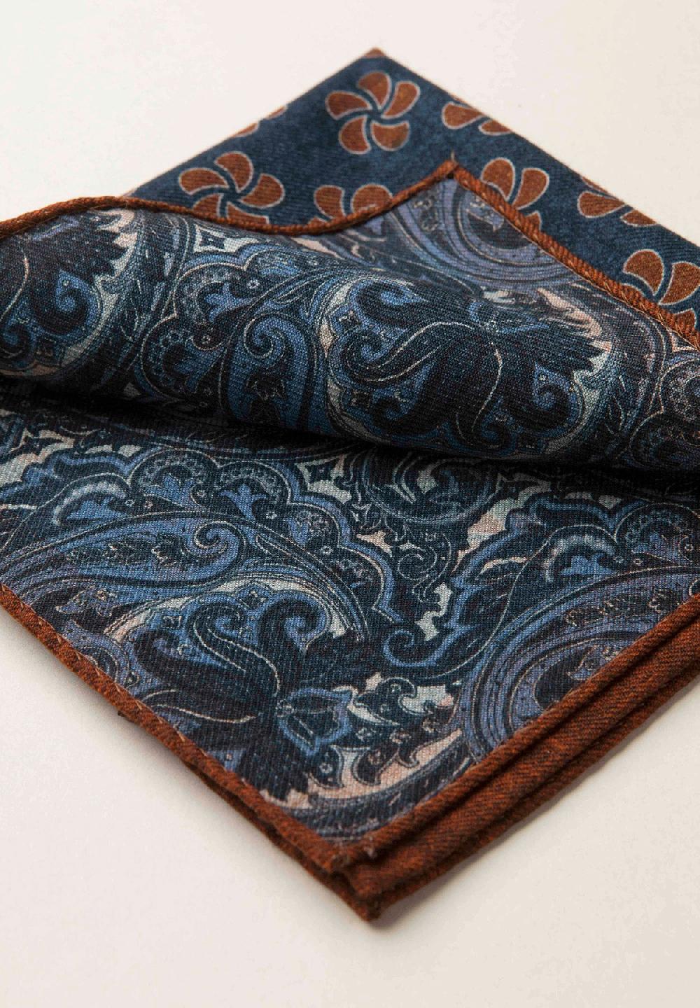Angelico Pochette blu rosso fronte retro lana Vendite Flash