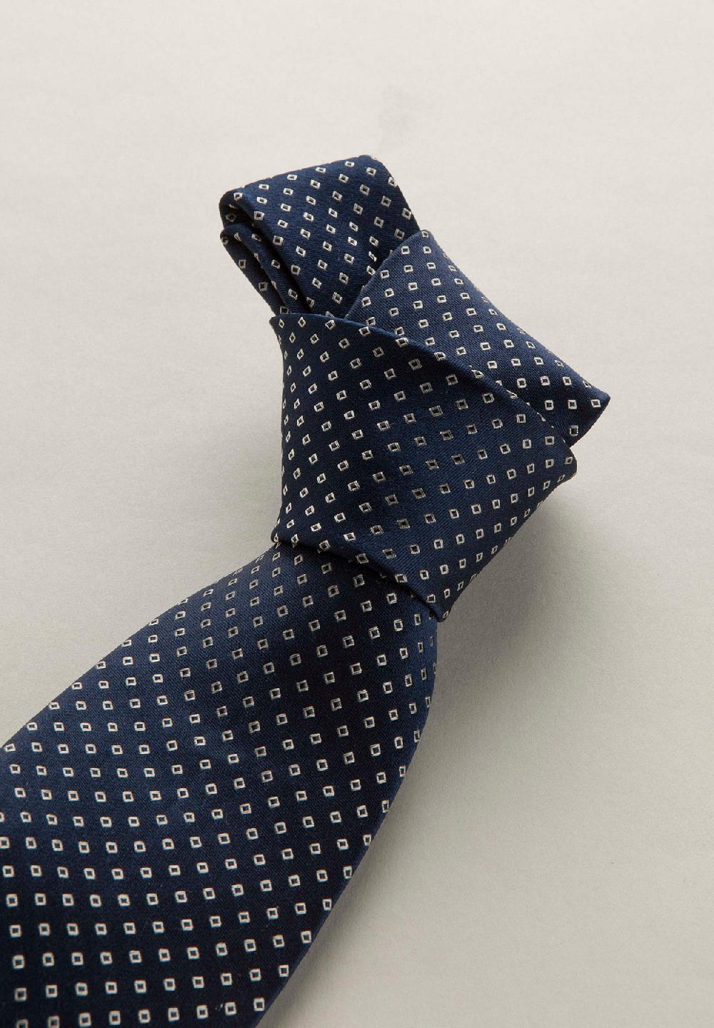 Angelico Cravatta blu navy microdisegno seta Negozio