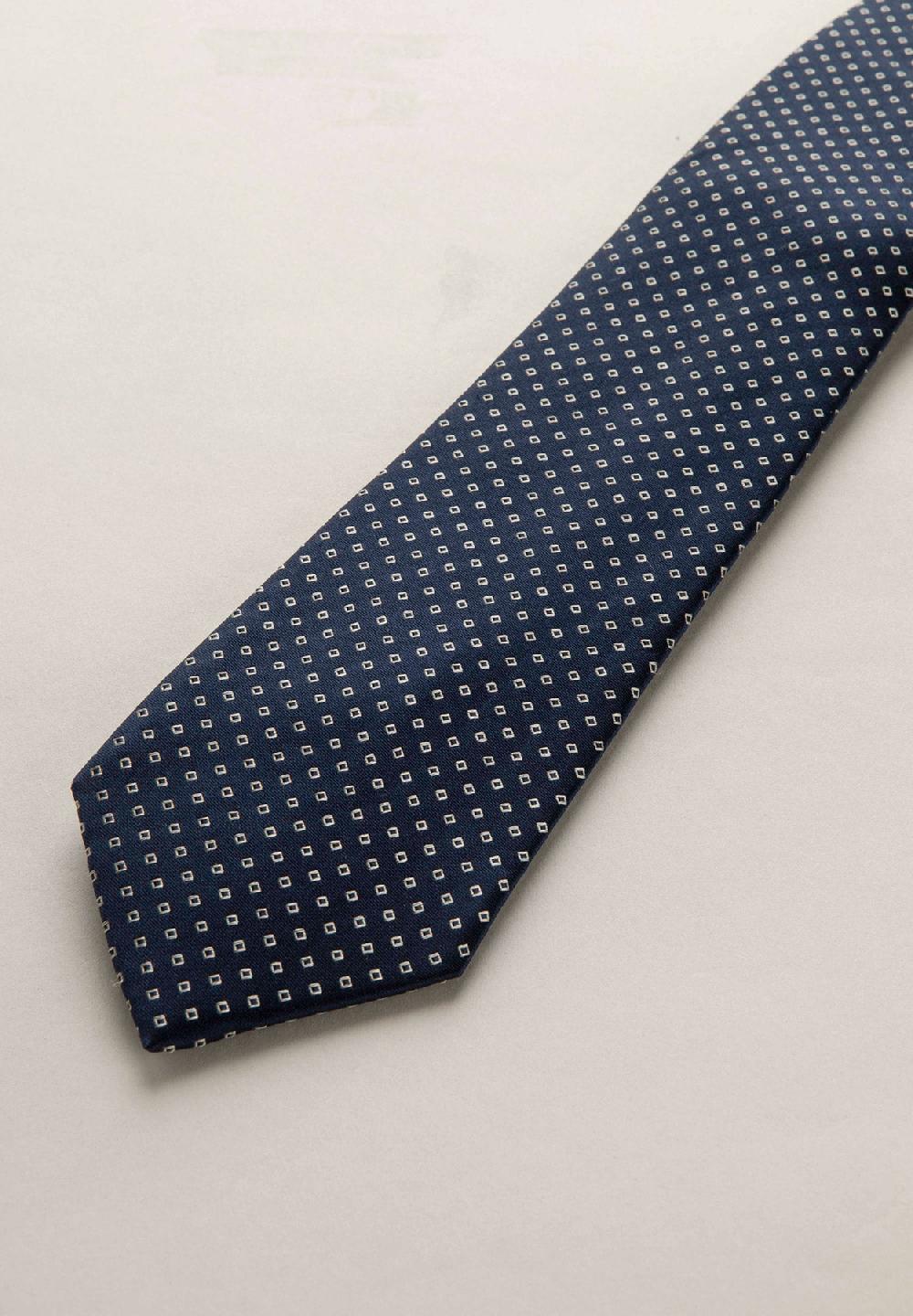 Angelico Cravatta blu navy microdisegno seta Negozio