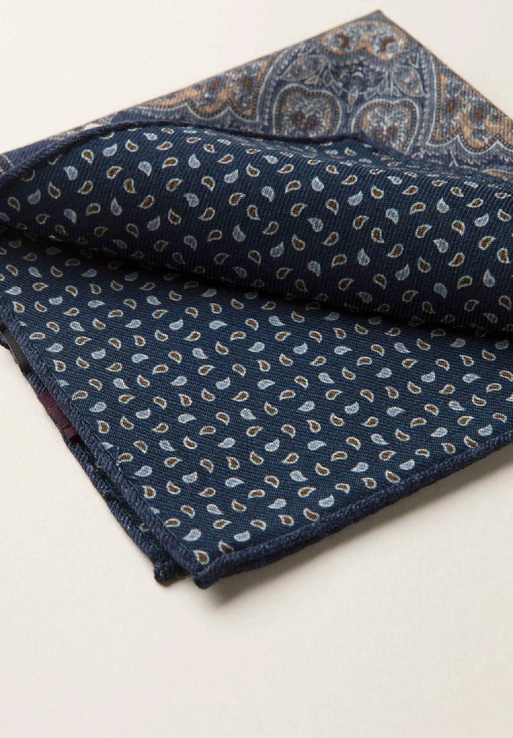 Angelico Pochette blu navy fronte retro lana Italy